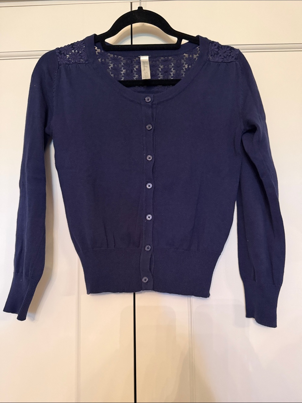 Girls Navy Button-Front Cardigan Sweater